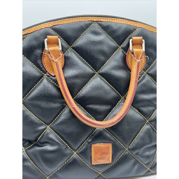 DOONEY and BOURKE Quilted Black Satchel Natural Leather & Fringe Pull - Picture 6 of 9